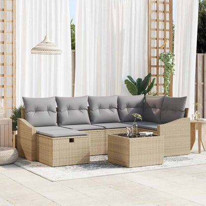 Set di divani con cuscino Beige e Grigio Chiaro polyrattan - homemem39