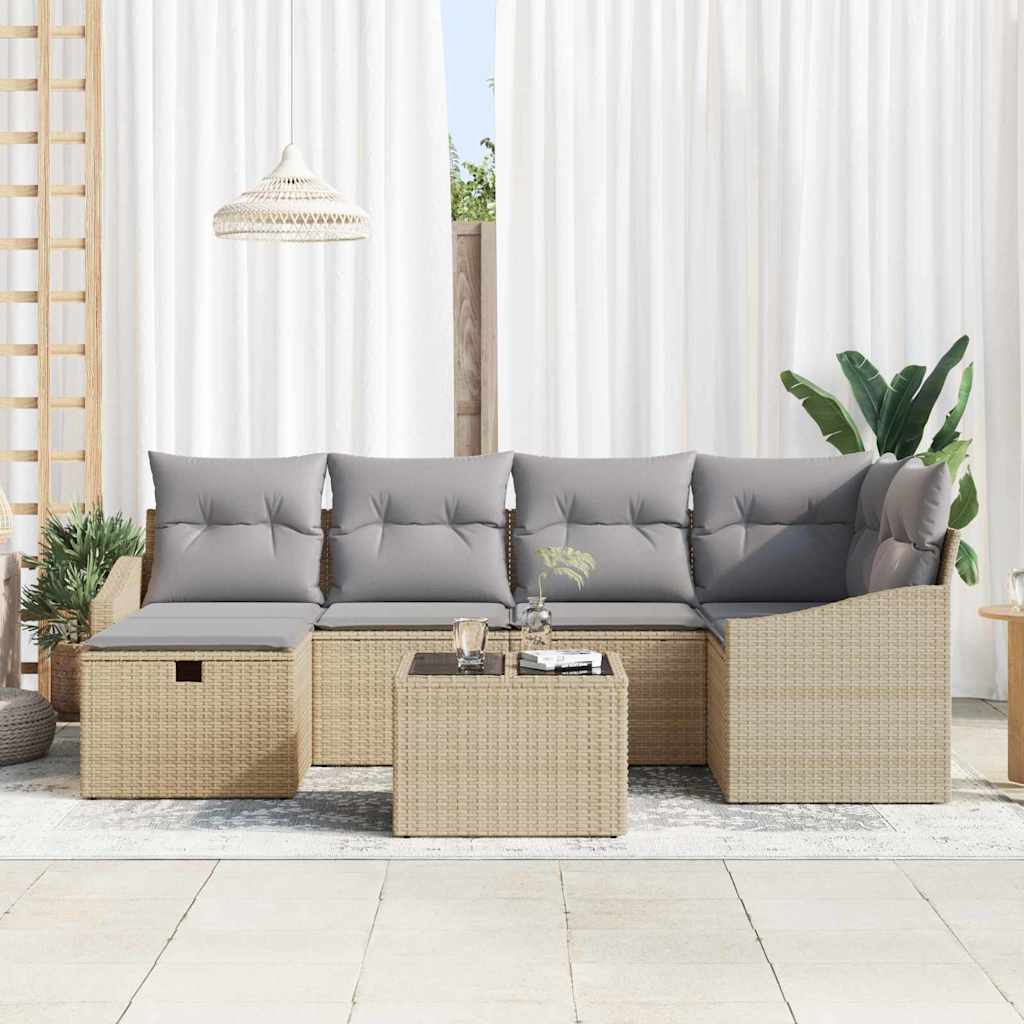 Set di divani con cuscino Beige e Grigio Chiaro polyrattan - homemem39