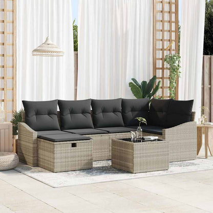 Set di divani 7 pcs Grigio chiaro e grigio polyrattan - homemem39