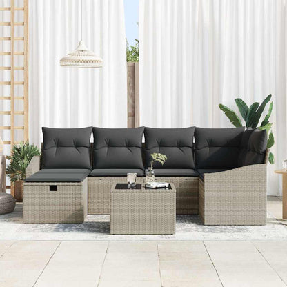 Set di divani 7 pcs Grigio chiaro e grigio polyrattan - homemem39
