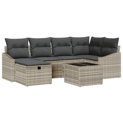 Set di divani 7 pcs Grigio chiaro e grigio polyrattan - homemem39
