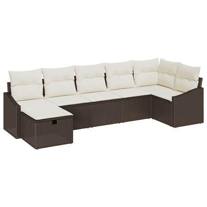 Set di divani con cuscino con archiviazione Marrone polyrattan - homemem39