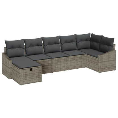 Set di divani con cuscino 7 pcs Grigio polyrattan