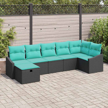 Set di divani con cuscino con archiviazione Nero polyrattan | homemem39