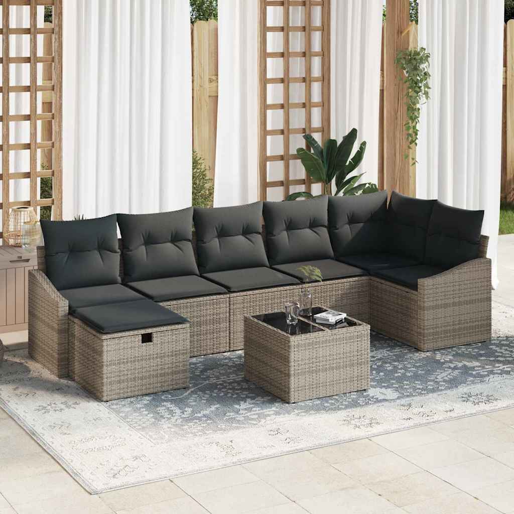 Set di divani 8 pz Grigio polyrattan | homemem39