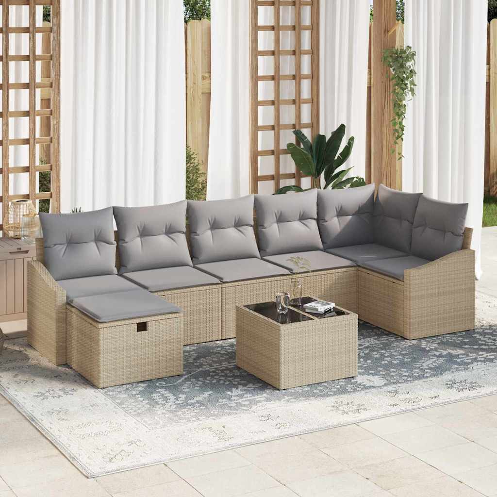 Set di divani con cuscino con archiviazione Beige polyrattan - homemem39