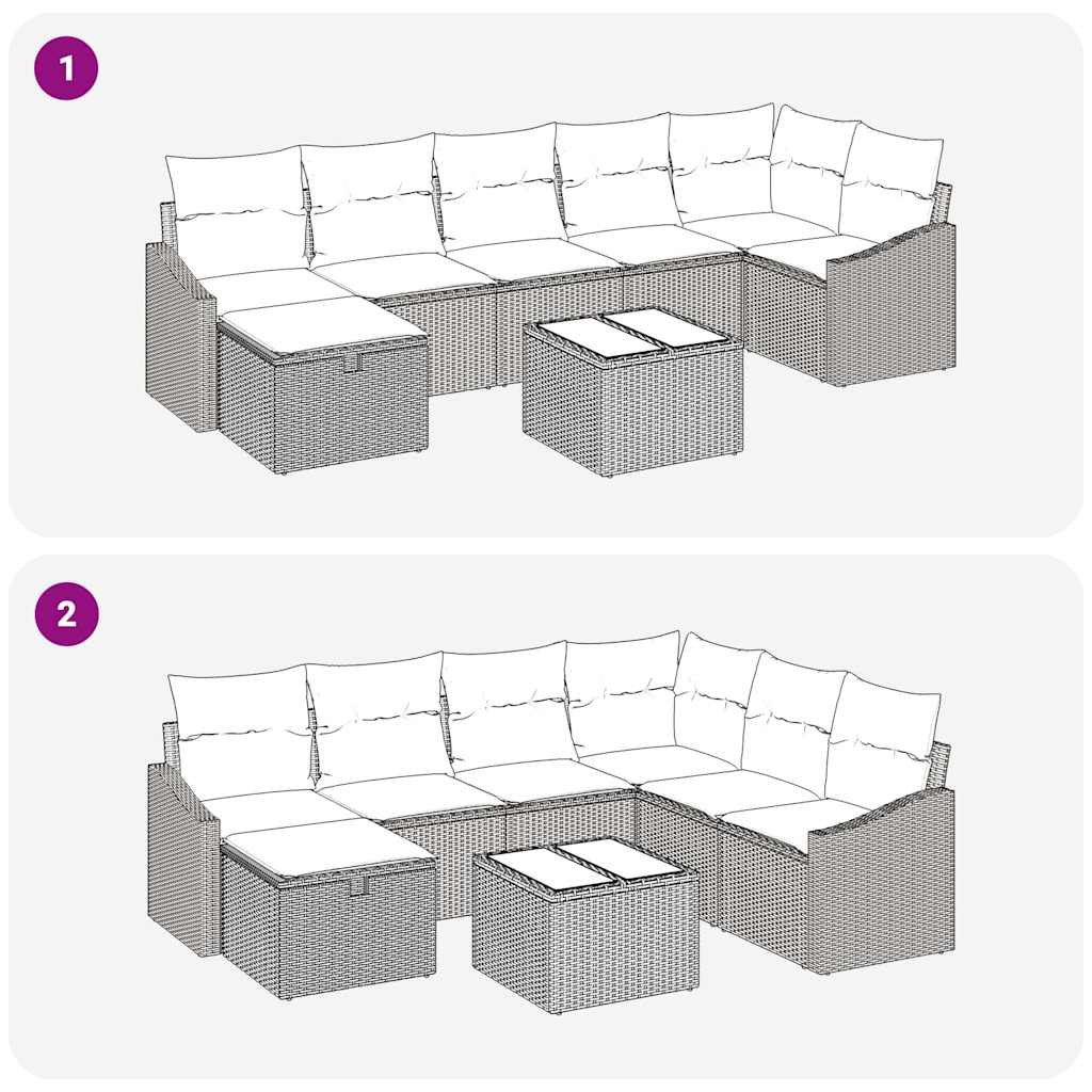 Set di divani con cuscino con archiviazione Beige polyrattan - homemem39