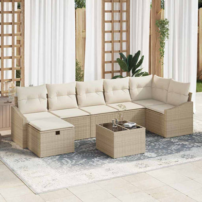 Set Divano da Giardino con cuscino 8 pcs Beige Poly Rattan - homemem39