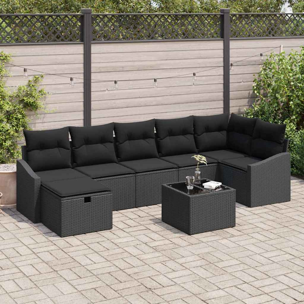 Set di divani con cuscino con archiviazione 8 pcs polyrattan | homemem39