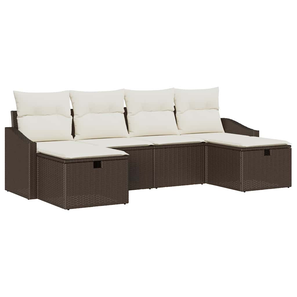 Set Divano da Giardino con cuscino 6 pcs polyrattan