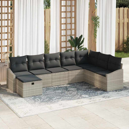 Set Divano da Giardino 8 pcs Grigio chiaro Poly Rattan - homemem39