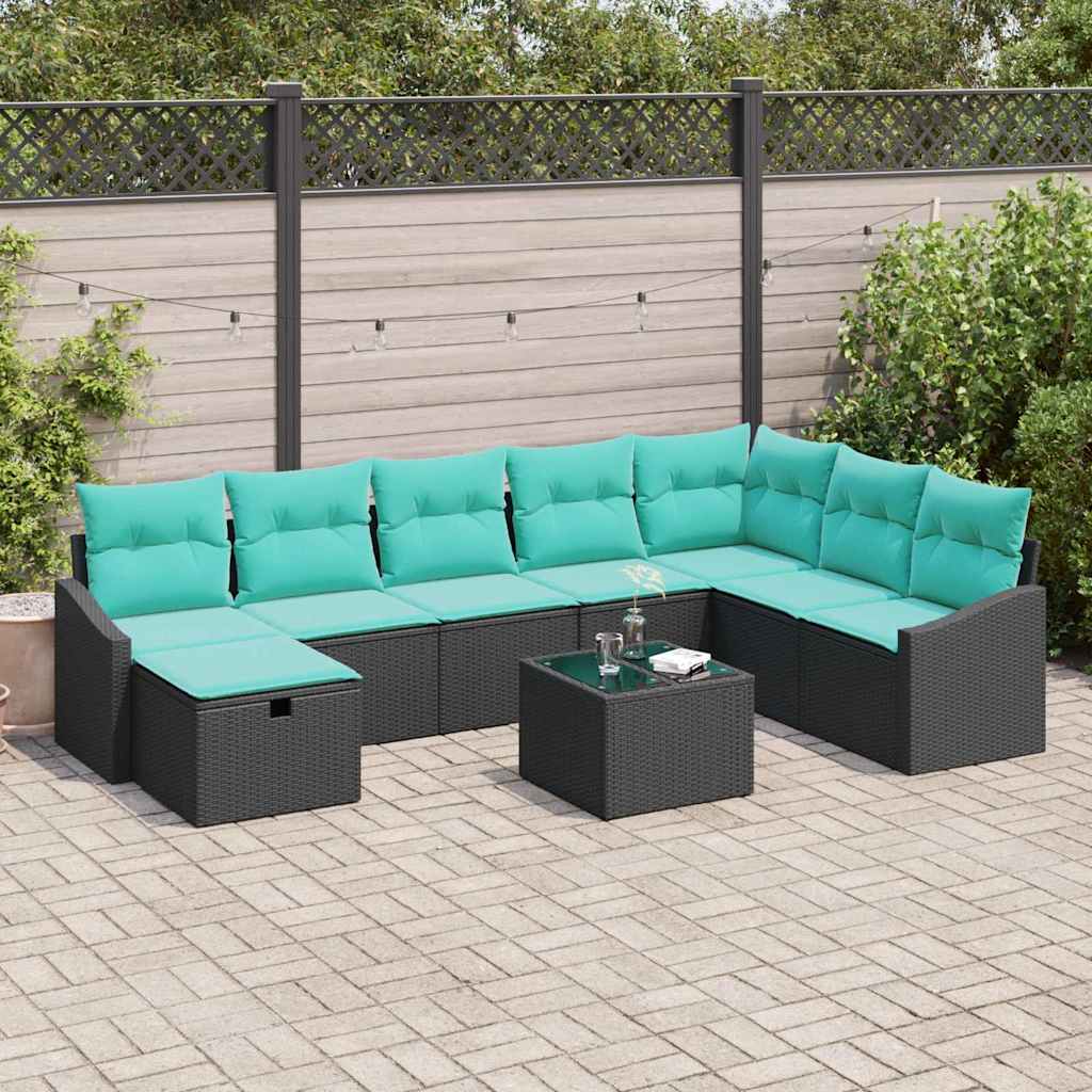 Set Divano da Giardino 9 pcs polyrattan | homemem39