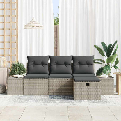Set Divano da Giardino 4 pcs Grigio chiaro Poly Rattan - homemem39