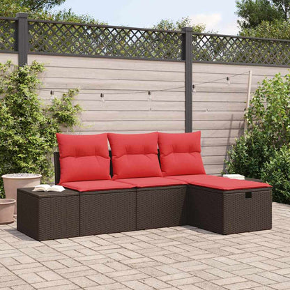 Set Divano da Giardino con cuscino 4 pcs polyrattan | homemem39