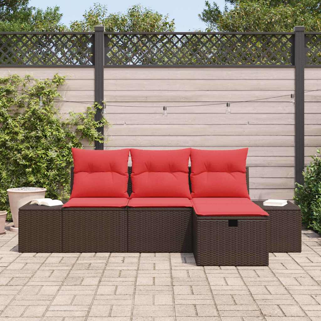 Set Divano da Giardino con cuscino 4 pcs polyrattan | homemem39
