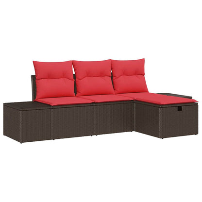 Set Divano da Giardino con cuscino 4 pcs polyrattan | homemem39