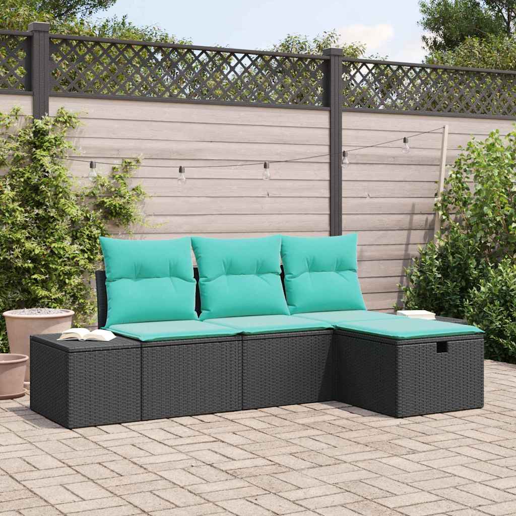 Set Divano da Giardino 4 pz polyrattan | homemem39