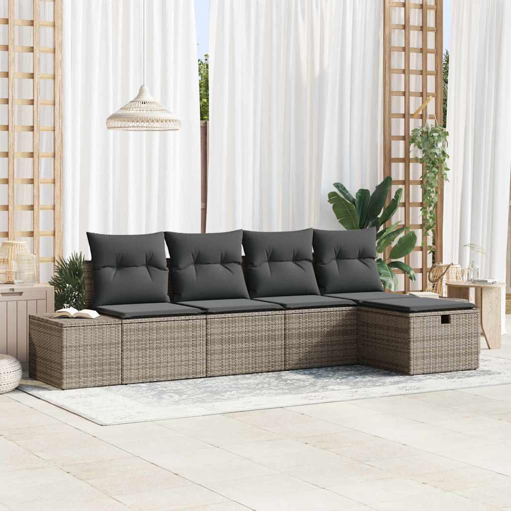 Set Divano da Giardino 5 pz Grigio polyrattan | homemem39