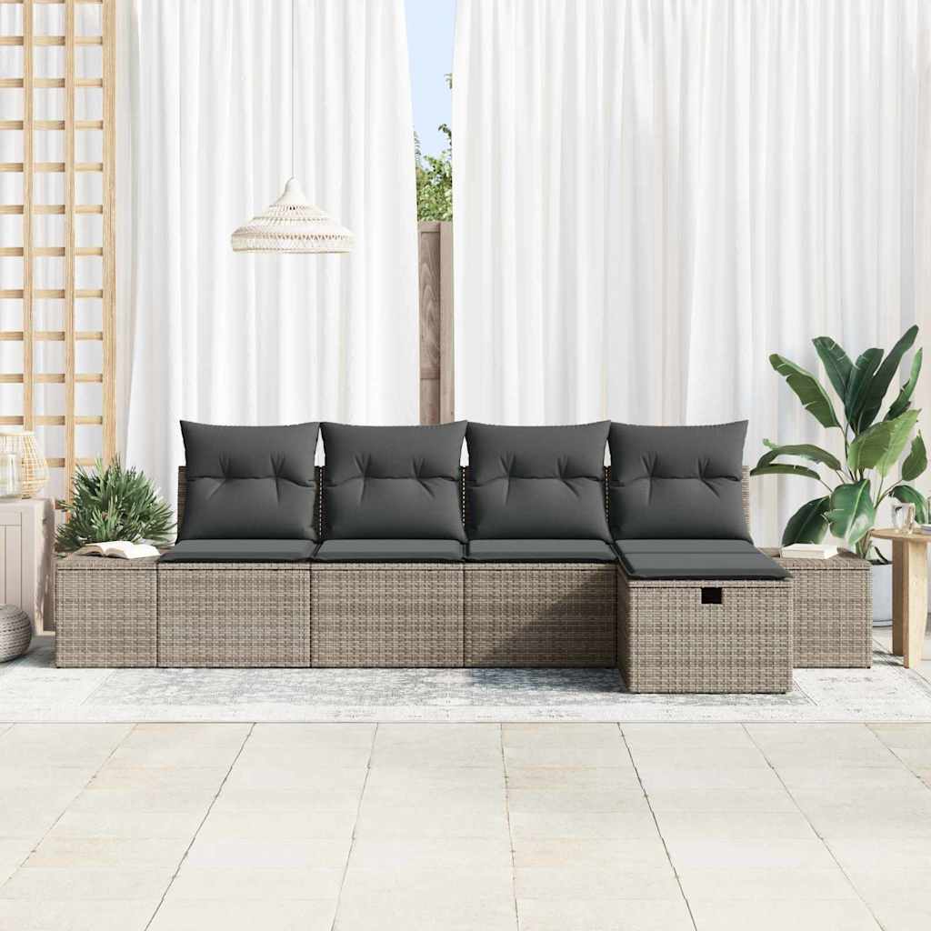 Set Divano da Giardino 5 pz Grigio polyrattan | homemem39