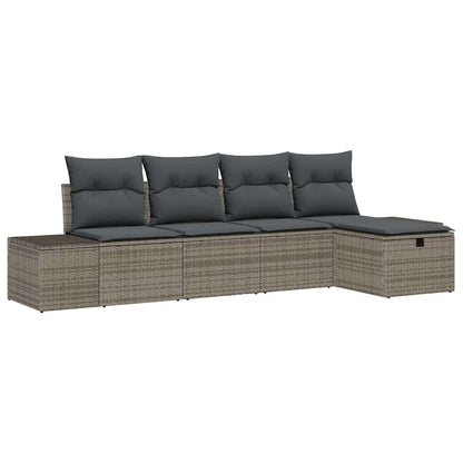 Set Divano da Giardino 5 pz Grigio polyrattan | homemem39