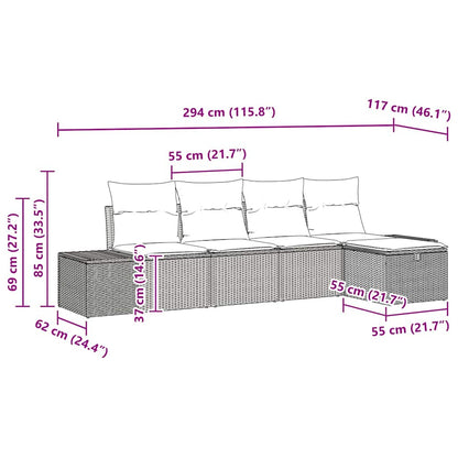 Set Divano da Giardino 5 pz Grigio polyrattan | homemem39