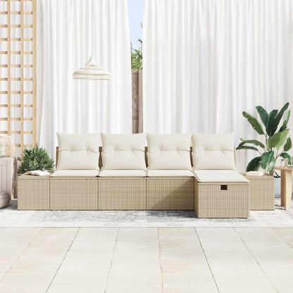 Set Divano da Giardino con cuscino 5 pcs Beige polyrattan - homemem39