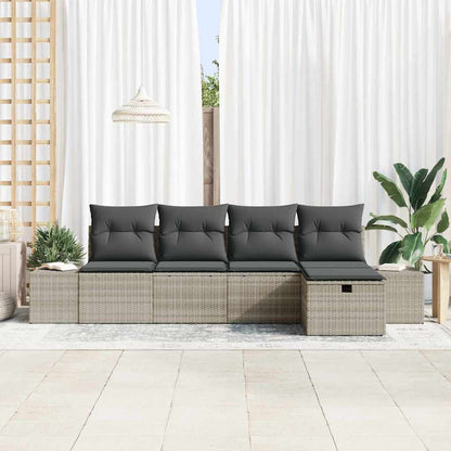 Set Divano da Giardino 5 pcs Grigio chiaro polyrattan - homemem39