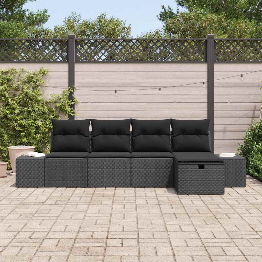 Set Divano da Giardino 5 pz Nero polyrattan | homemem39
