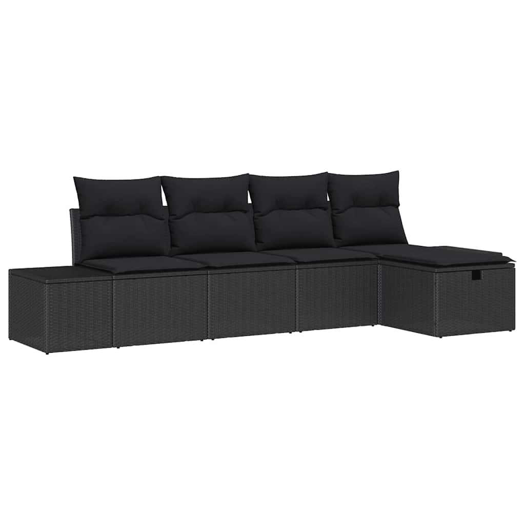 Set Divano da Giardino 5 pz Nero polyrattan | homemem39