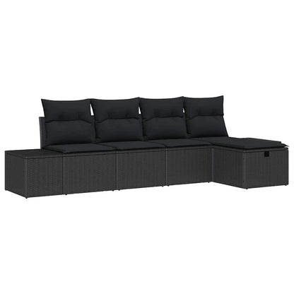 Set Divano da Giardino 5 pz Nero polyrattan | homemem39