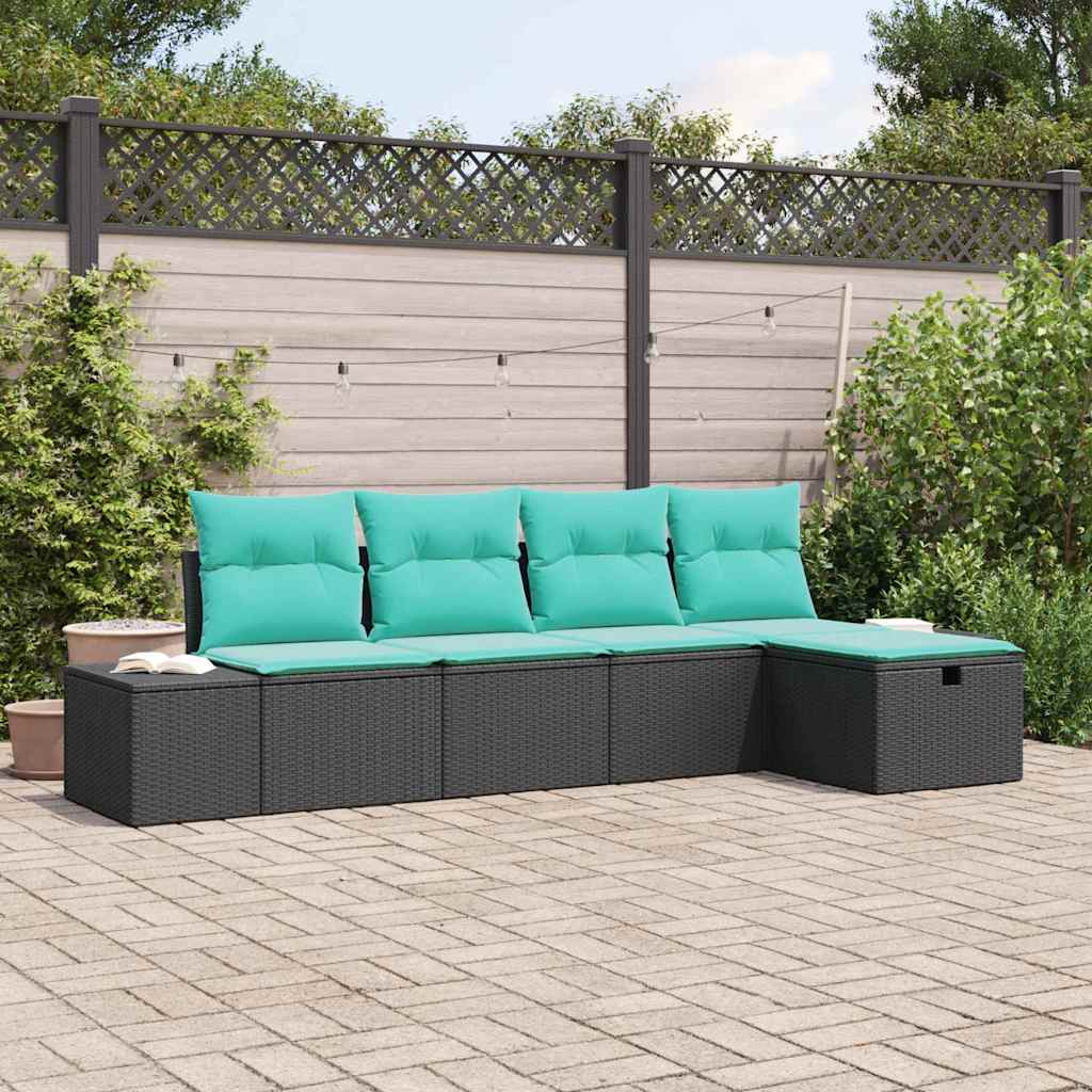 Set Divano da Giardino 5 pz Nero polyrattan | homemem39