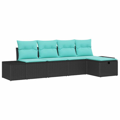 Set Divano da Giardino 5 pz Nero polyrattan | homemem39