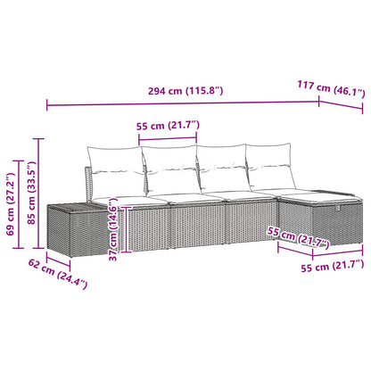 Set Divano da Giardino 5 pz Nero polyrattan | homemem39