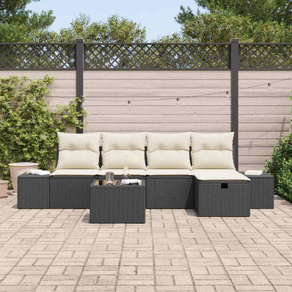 Set Divano da Giardino con cuscino 6 pcs Nero polyrattan - homemem39
