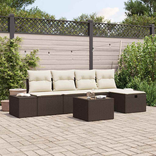 Set Divano da Giardino con cuscino 6 pcs Marrone polyrattan - homemem39