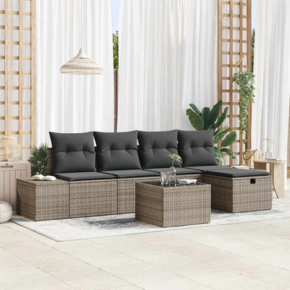 Set Divano da Giardino 6 pz Grigio polyrattan | homemem39