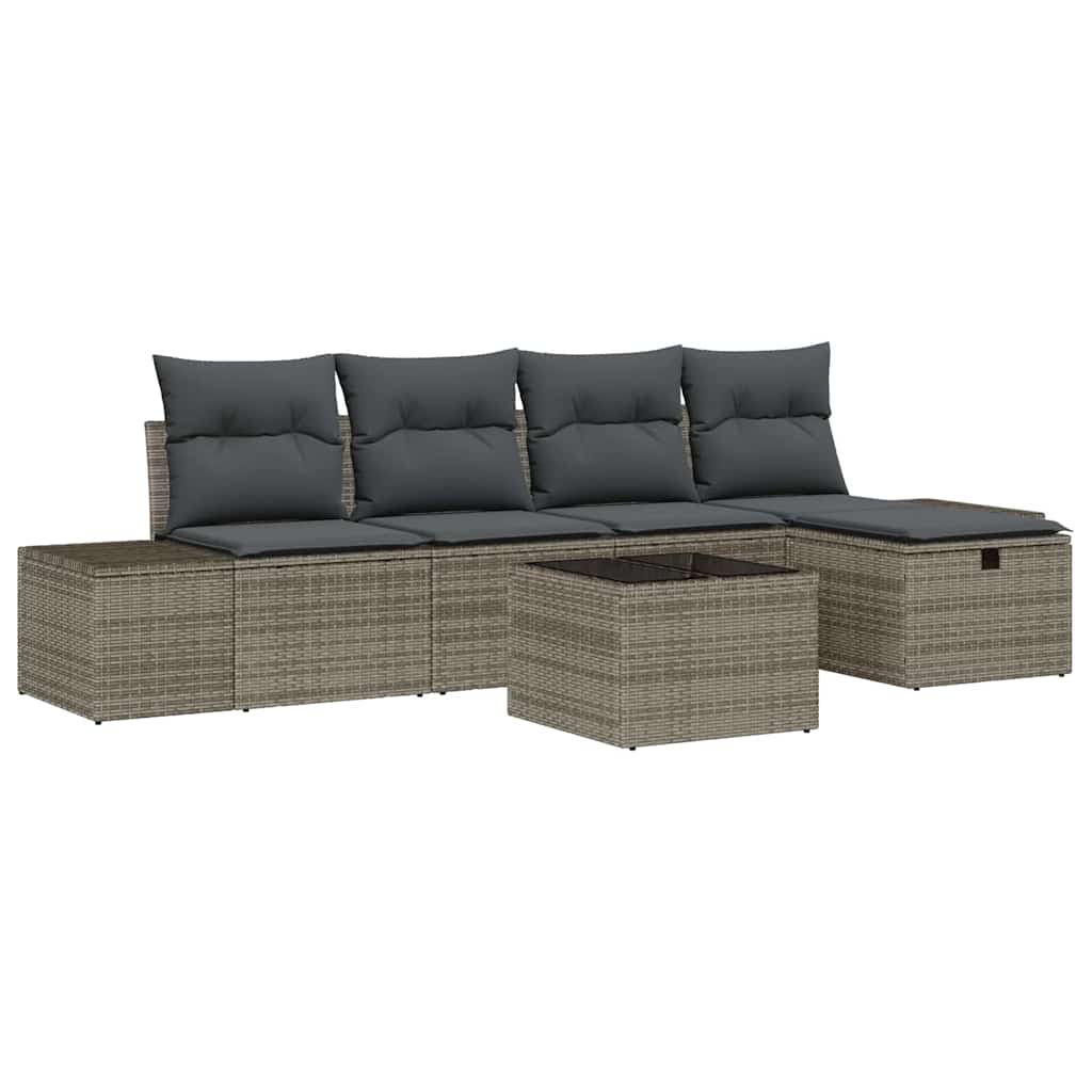 Set Divano da Giardino 6 pz Grigio polyrattan | homemem39