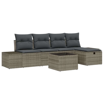 Set Divano da Giardino 6 pz Grigio polyrattan | homemem39