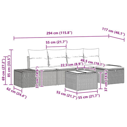 Set Divano da Giardino 6 pcs Grigio chiaro polyrattan - homemem39