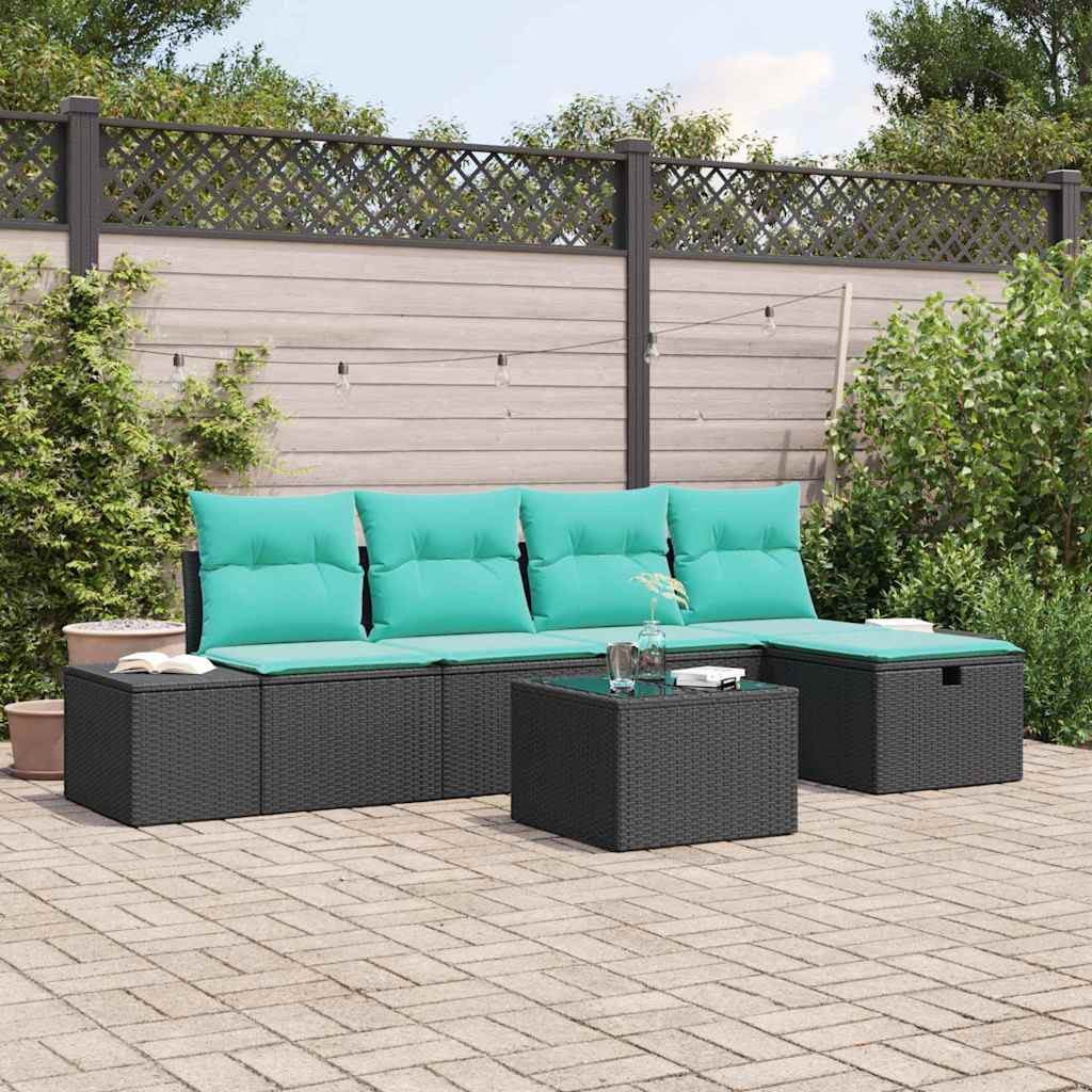 Set Divano da Giardino 6 pz Nero polyrattan | homemem39