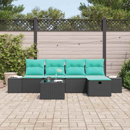 Set Divano da Giardino 6 pz Nero polyrattan | homemem39