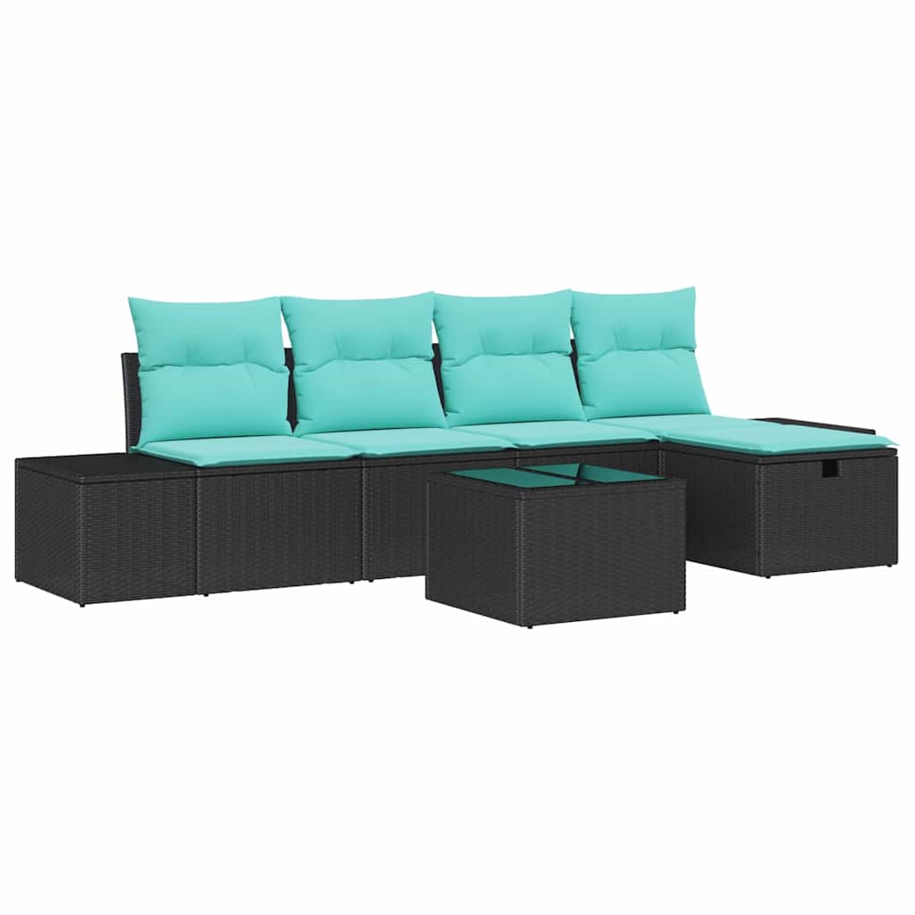 Set Divano da Giardino 6 pz Nero polyrattan | homemem39