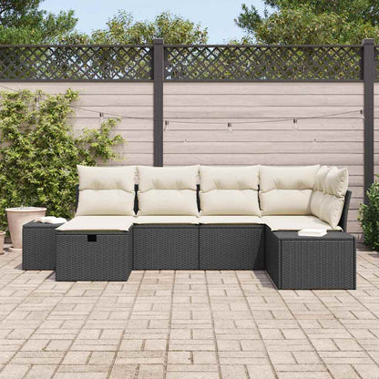 Set Divano da Giardino con cuscino 6 pcs Nero polyrattan - homemem39
