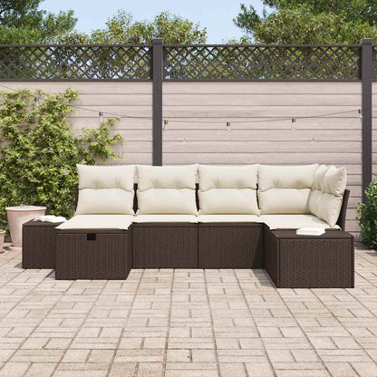 Set Divano da Giardino con cuscino 6 pcs Marrone polyrattan - homemem39