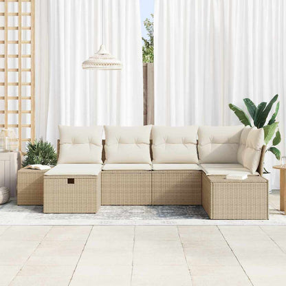 Set Divano da Giardino con cuscino 6 pcs Beige polyrattan - homemem39