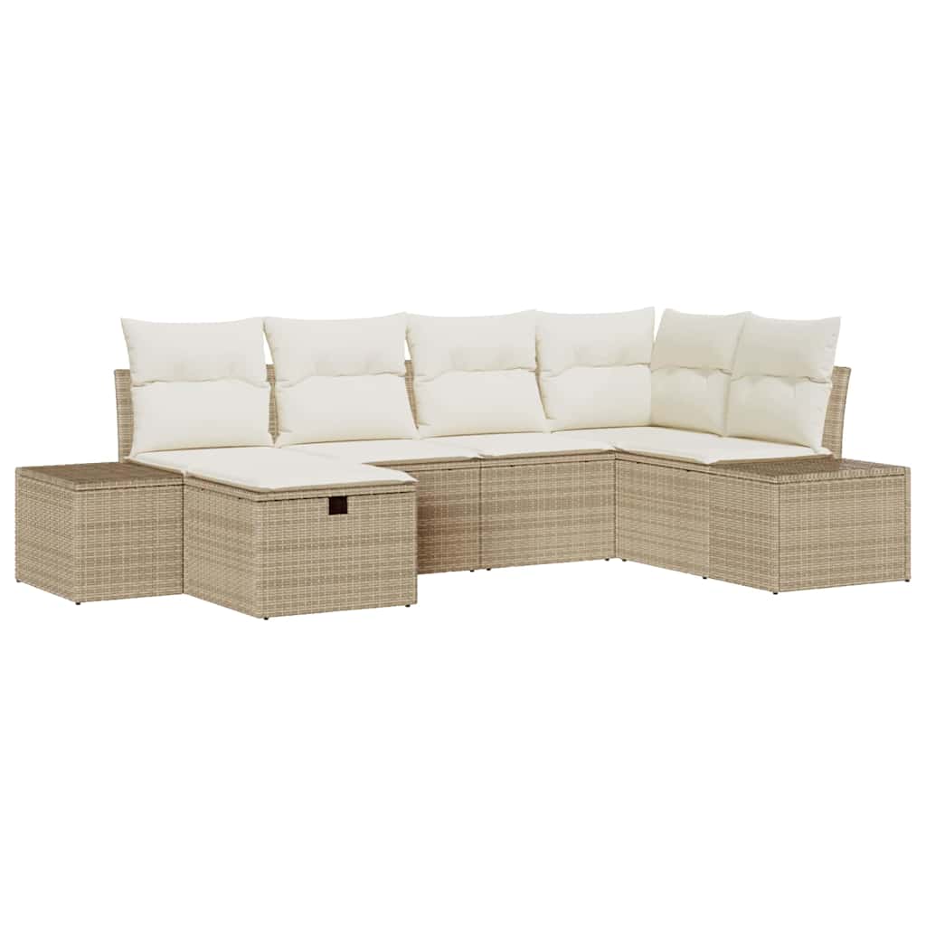 Set Divano da Giardino con cuscino 6 pcs Beige polyrattan - homemem39