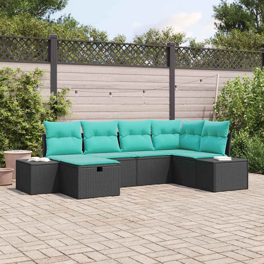 Set Divano da Giardino 6 pz Nero polyrattan | homemem39