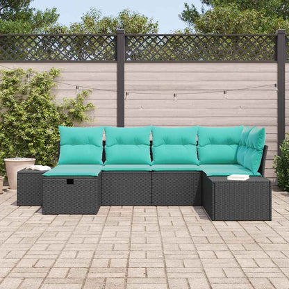 Set Divano da Giardino 6 pz Nero polyrattan | homemem39