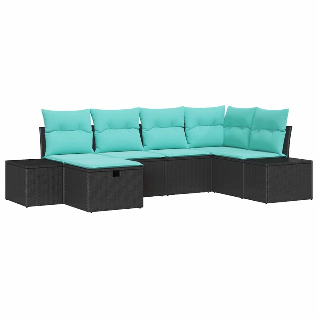 Set Divano da Giardino 6 pz Nero polyrattan | homemem39