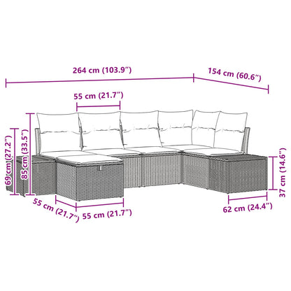 Set Divano da Giardino 6 pz Nero polyrattan | homemem39